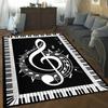 Chic Piano Key & Musical Note Design Area Rug - Non-Slip Machine Washable Rug for Living Room, Bedroom, Kid Room Game Room Decor