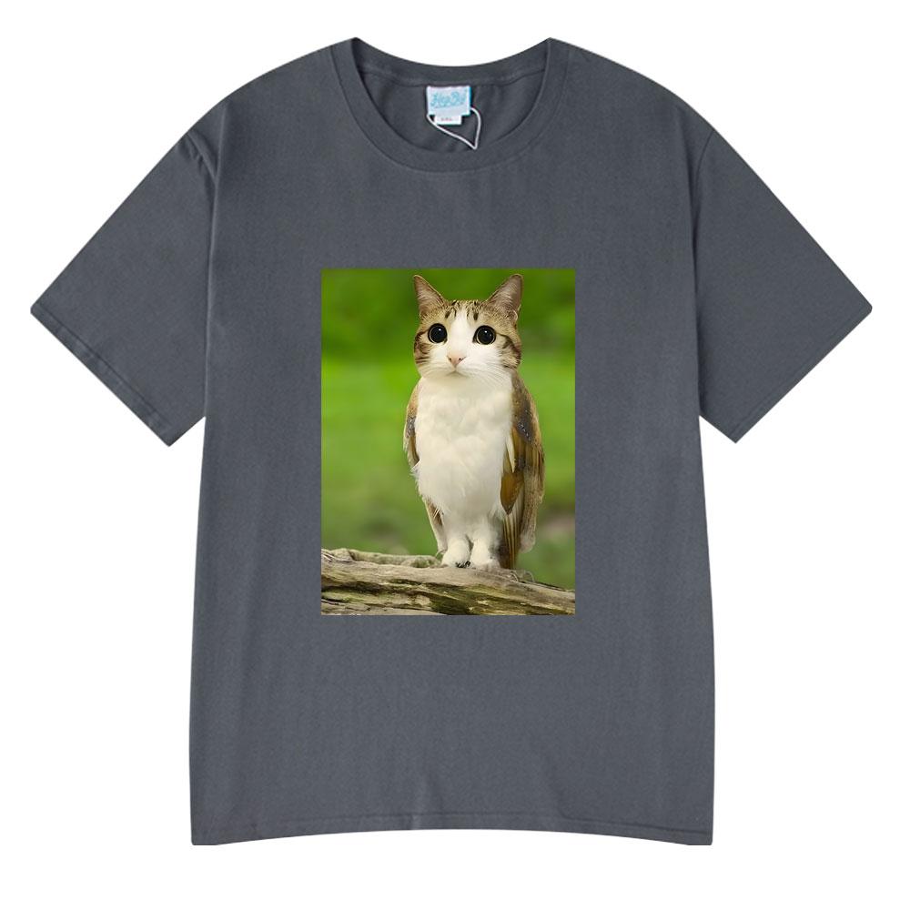 Cat Owl Funny Meowl Meme Brainrot T-shirts Unisex's Women Fashion Tee Tops Harajuku Short Sleeves T-shirt Cotton Oversized T Shirts