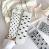 Female Spring and Summer Thin Style Bow Lace Polka Dot Preppy Style All Build Mesh Tube Stack Socks