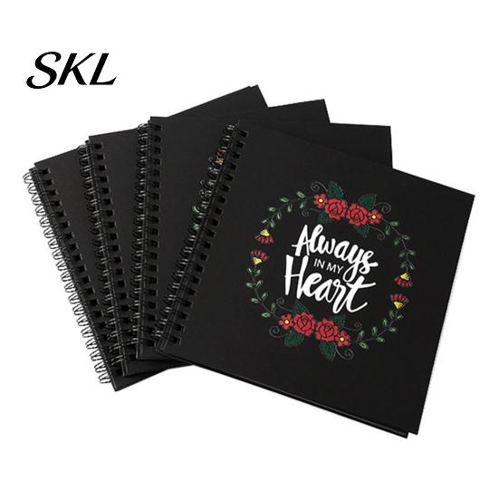 Family Photo Album Album, 6 Inch Cardboard with Black Paper Pages for DIY Memory Handmade Scrapbook Keeping, Portable Vintage Travel Celebrations,