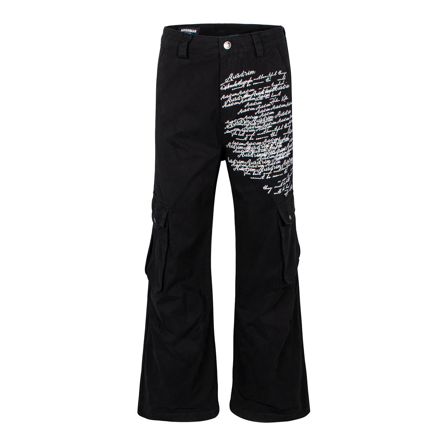

American-Style Unisex Slim Fit Work Pants with Multi-Pocket and Micro-Flare Design Medium чорний