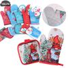 1 Set Christmas Oven Gloves Santa Claus Snowman Bell Pattern Insulated Gloves Decorative Gift Home Kitchen Christmas Decoration
