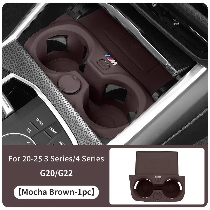 -Silicone Car Cup Holder Coaster Central Control Phone Wireless Charging Pad For BMW 3 5 Series X3 X4 G30 G32 6GT G01 G02 G22 G2