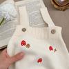 Adorable Baby Girl Mushroom Embroidered Cardigan and Sleeveless Romper Set for Spring Autumn