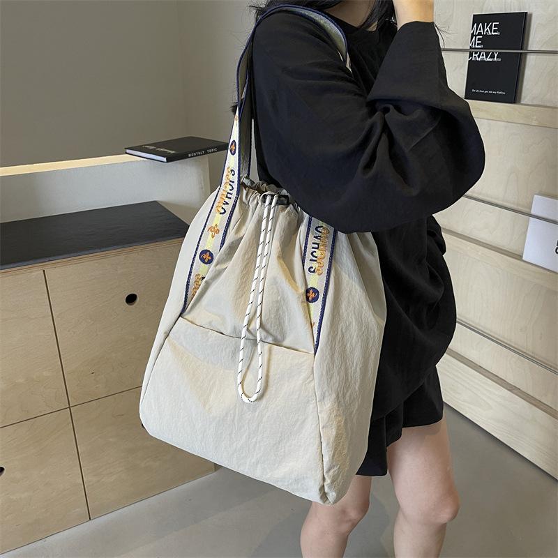 Schoolbag Design Sense Large Capacity Backpack Drawstring Cloth Bag Multifunctional Tote Bag Light Commuter Class Light Shoulder Bag