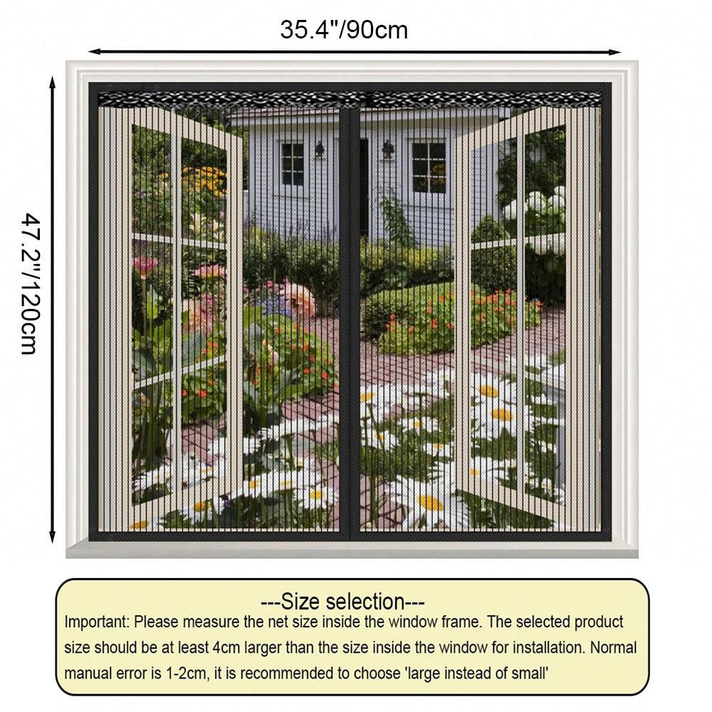 Magnetic Mosquito Screen, Window Screen, High-Density Polyester Screen, Magnetic-Closure Screen To Keep Out Mosquitoes and Flies—Black