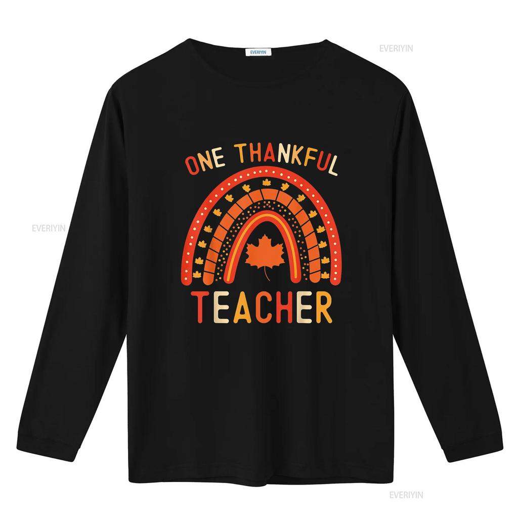One Thankful Teacher Thanksgiving Rainbow Fall School T Shirt vintage Washed Slightly graphic Versatile fashion