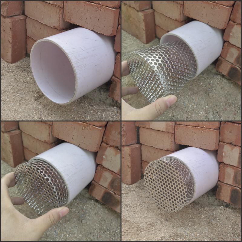 304 Stainless Steel Side Discharge Floor Drain with Anti-Rat Inner Plug, 110 PVC Pipe Outlet, Round Hole Design for Rooftop Applications.