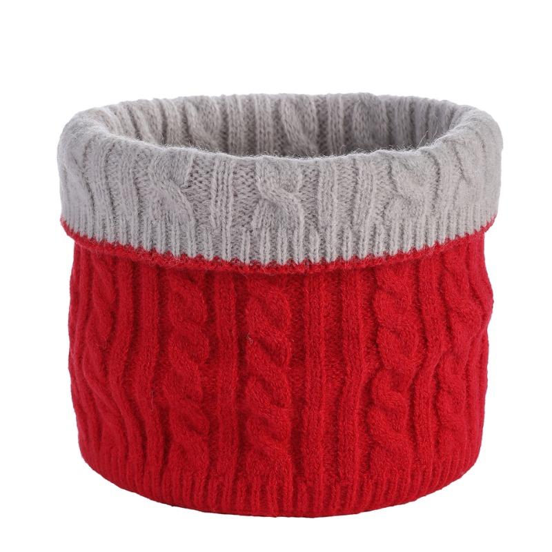 Winter solid color warm scarf double-sided twist fashion neck cover women's scarf knitted wool elastic single ring pullover hat