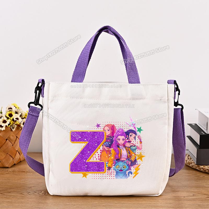 Schöne KPop Dämonenjäger Canvas Umhängetasche Multifunktionale Damen Handtasche Cartoon Mädchen Tragetasche Studenten Schultasche Damen Stoff Umhängetasche