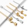5sets Stainless Steel Leather Cord Clips End Caps With Lobster Clasp Extension Chain Connectors For DIY Jewelry Making Findings