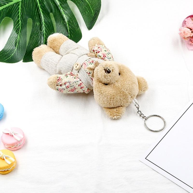 Plush-Bear Keychain Aniaml Key-Ring Hanging-Ornament Plush-Stuffed Animal Car Key-Holder for Girls Women Couple Gift