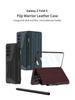 Samsung Z Fold5 Leather Flip Case with Pen Slot - Foldable Screen Protective Cover