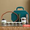 Chinese retro minimalist Dehua coarse pottery Lingxue pot portable four cups outdoor travel tea set business trip souvenir