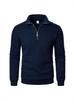 2025 Men's Half-Zip Stand-Up Collar Casual Solid Color Fashion Hoodie with Long Sleeves and Plus Velvet