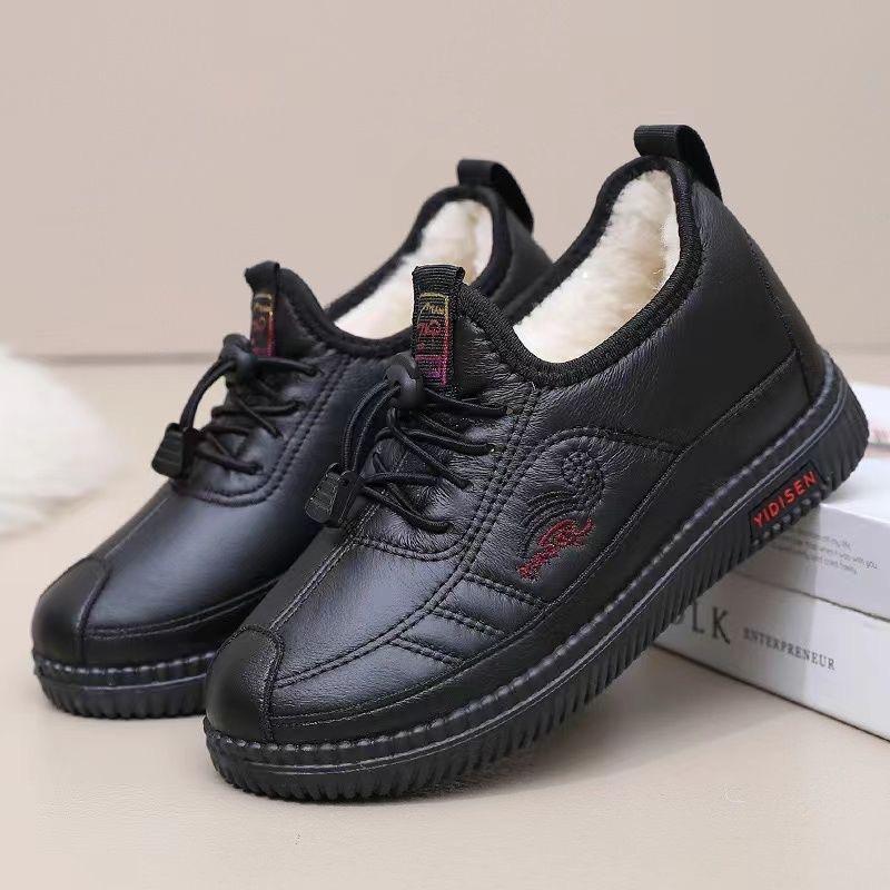 Winter New Wool Cotton Shoes Waterproof and Piled Thickened Medium and Old Snow Boots Non-slip Soft Sole Warm Mother Shoes