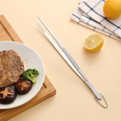 10/12Inch Food Tweezer With Hook Stainless Steel Food Clip Multifunctional Non-Slip BBQ Steak Clip Kitchen Gadgets Accessories
