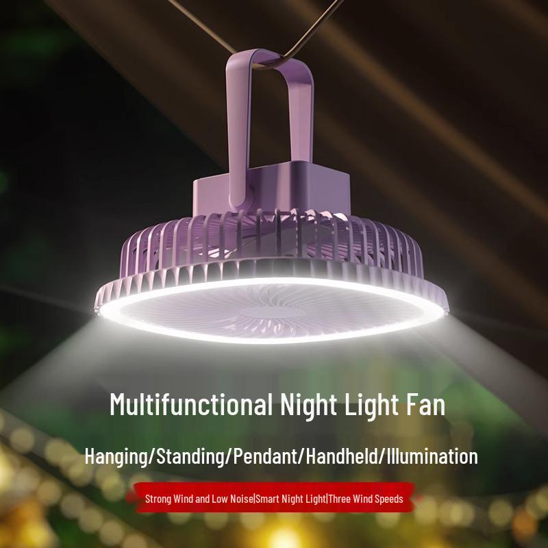 Wiederaufladbarer USB-Multifunktionslüfter mit Licht für Wohnheim, Schreibtisch, Nachttisch & Büro