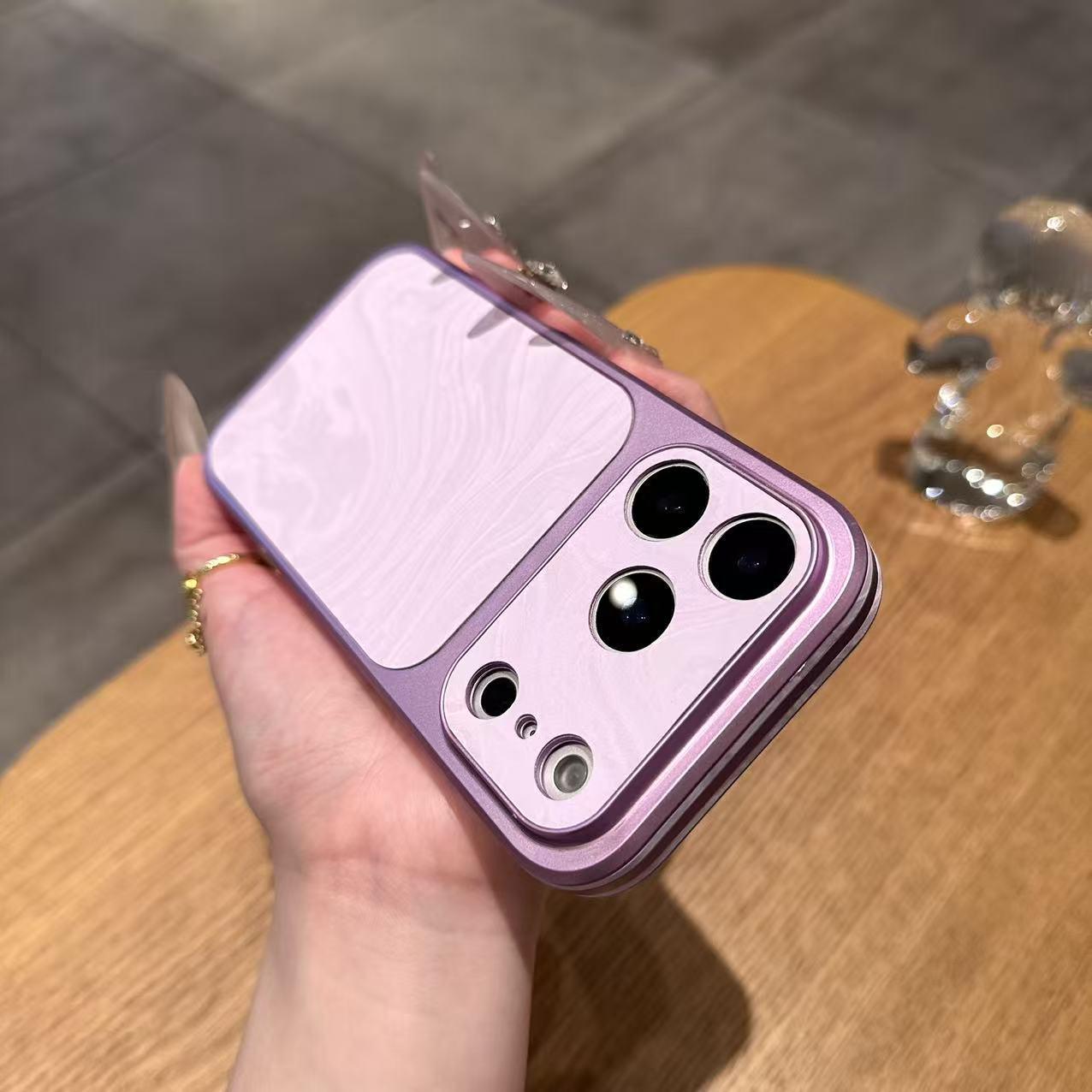 

Leather Texture Phone Case for iPhone 17 Pro Max with Snow Mountain Velvet and Water Ripple Pattern, Fits Apple 16 & 15 iPhone 14 Pro фіолетовий