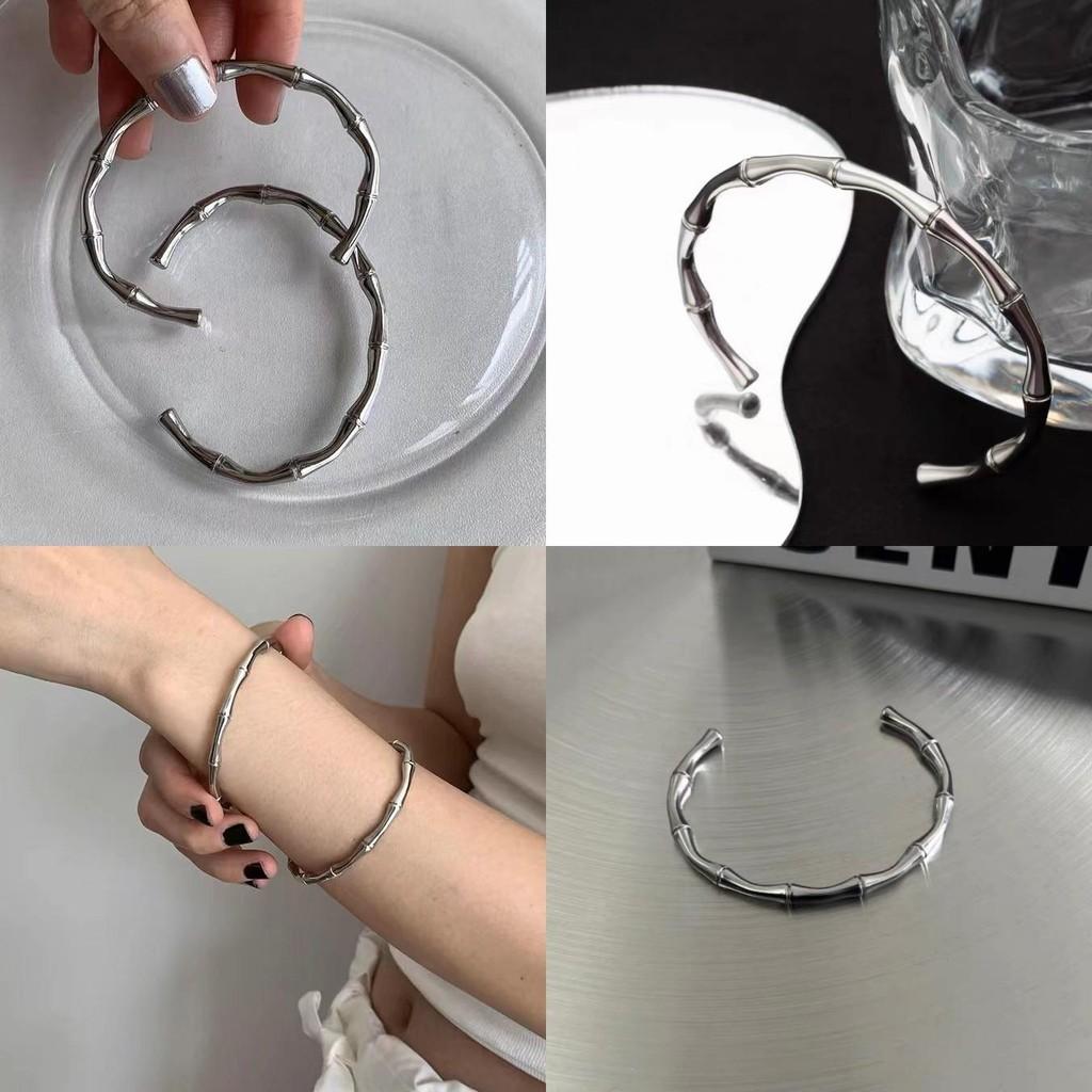 Chic Titanium Steel Bamboo Bracelet With Electroplating For Long-lasting Shine