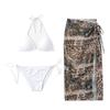 Three-piece Bikini Swimsuit Women's Small Breasts Gather Pure Desire Wind Neck Split Sexy Vacation Beach Long Apron