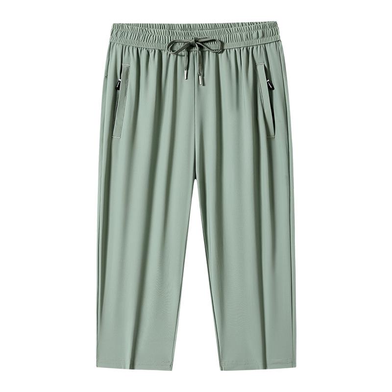 Unisex Quick-Dry Elastic Capris - Plus Size, Ice Silk, Loose Fit for Outdoor and Running