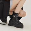 Autumn and Winter Patent Leather Thick-soled Large-size Muffin Bottom Lace-up Buckle Short Boots Martin Boots Women