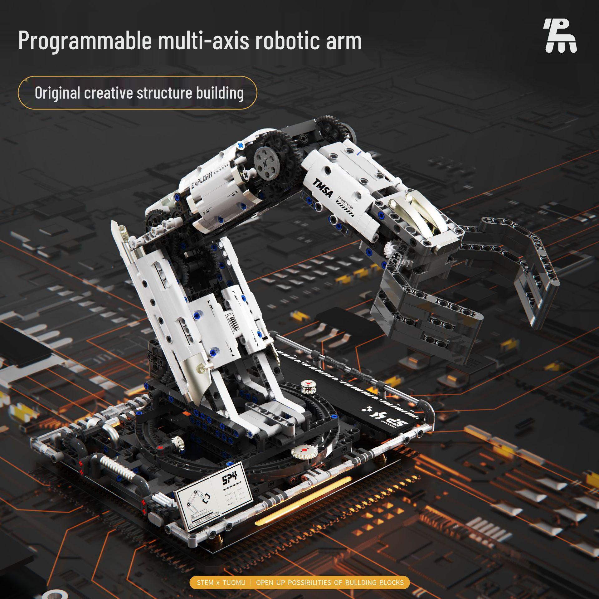 Takmu T2007 Programmable Robot: Remote Control Mechanical Arm Building Block Toy