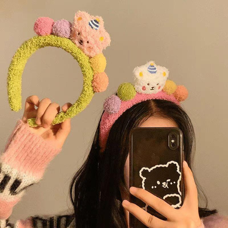 Cute Cartoon Plush Bear Hairband For Women Girls Sweet Hair Ornament Funny Headband Photo Prop Hair Hoop Lovely Hair Accessories