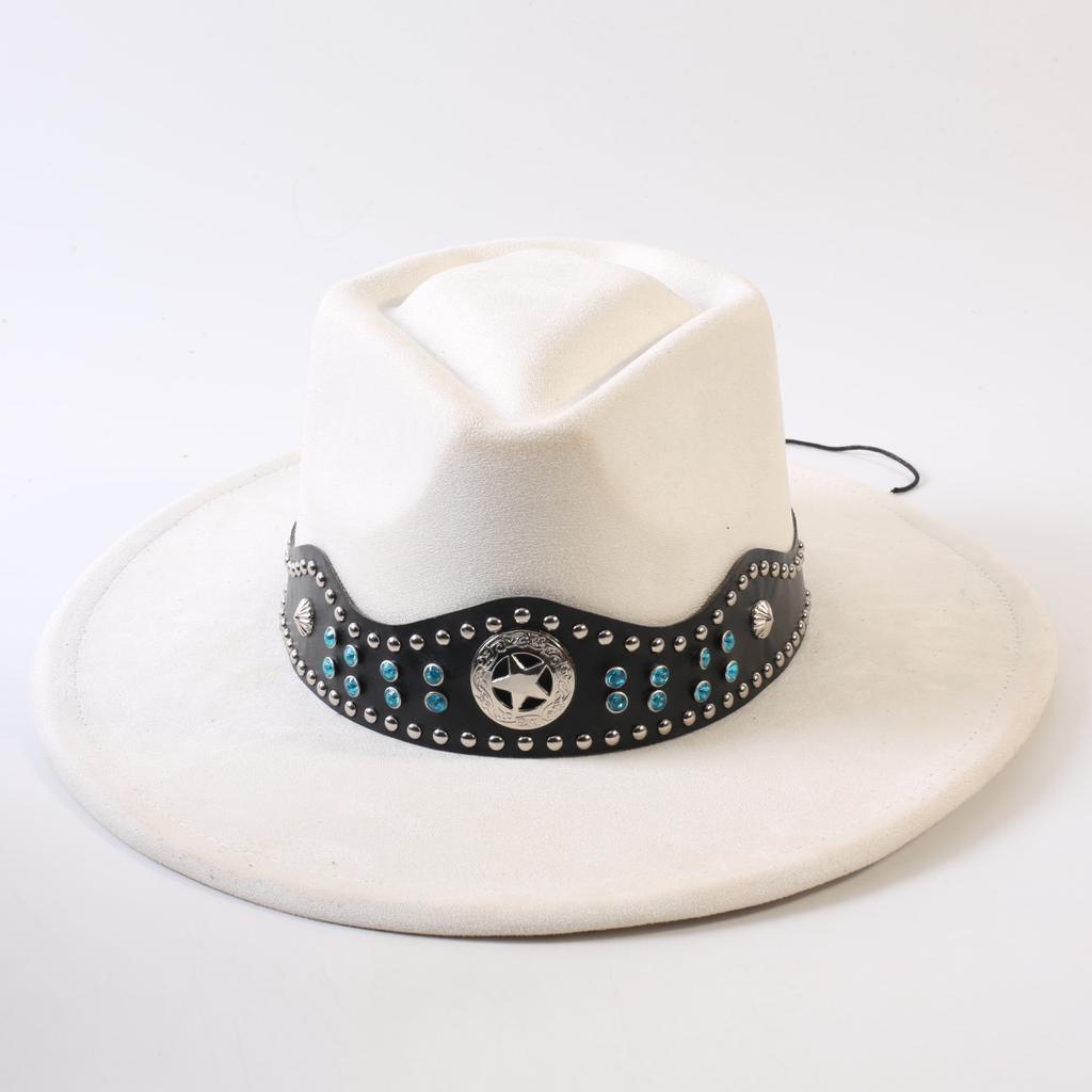 Popular European and American Style Suede Big-brimmed Top Hat, Men's and Women's Classic Fashion Western Cowboy Hat