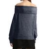 Women's Casual Fashion One-shoulder Solid Color Slim Long-sleeved Knitted Sweater