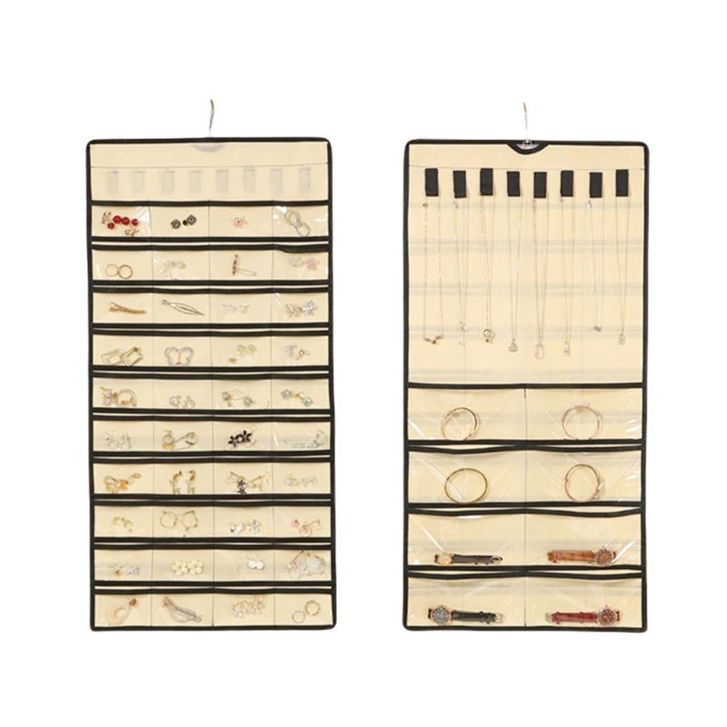 Elegant Jewelry Storage Organizers for Closet with 48 Pockets Dustproof Designs Earring Necklace Holder Organization
