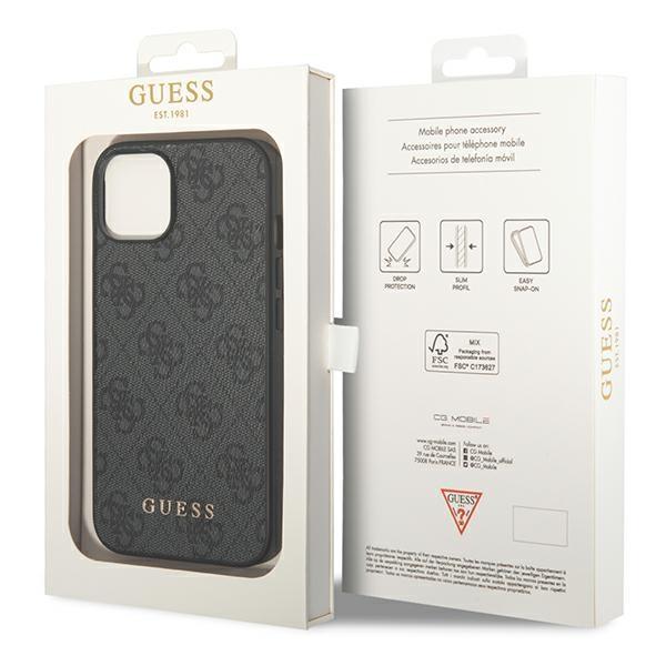 Guess Guhcp14Sg4Gfgr Iphone 14 / 15 / 136.1 Szary/Grey Twarde Etui 4G Metalowe Złote Logo
