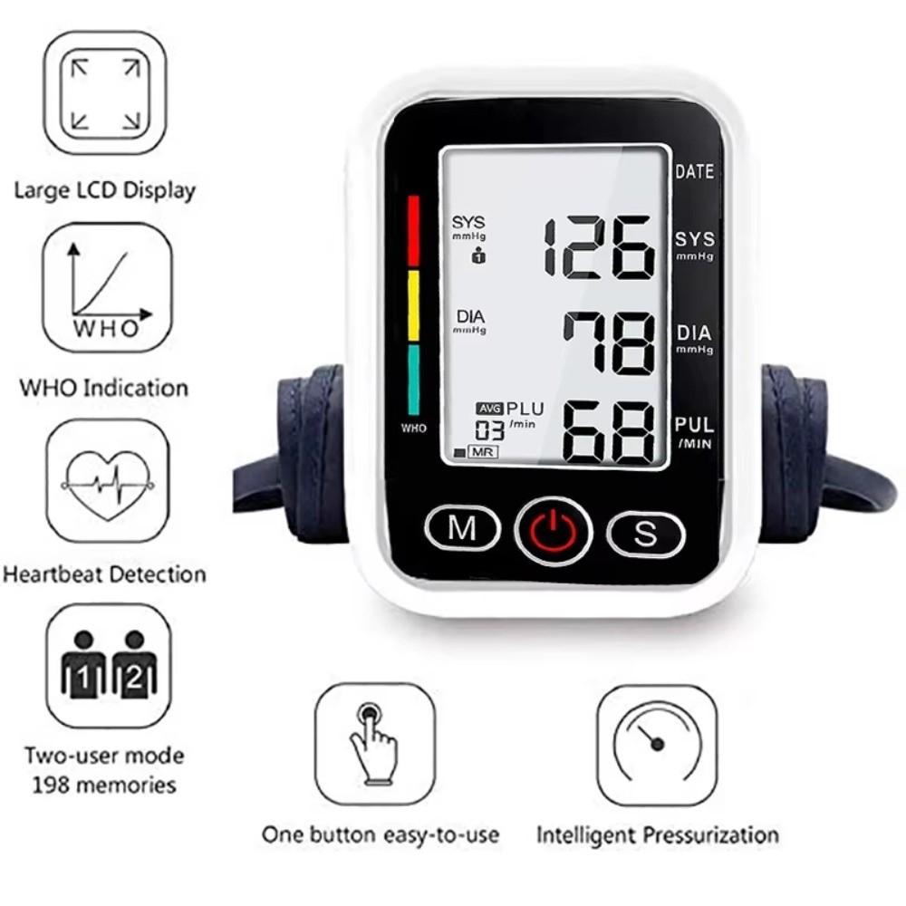 Digital Upper Arm Blood Pressure Monitor Portable Automatic Sphygmomanometer Home Use