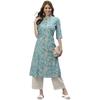 Stylum Women's Floral Print Rayon A-Line Kurta (FIONAAQUA42_Aqua, XL)