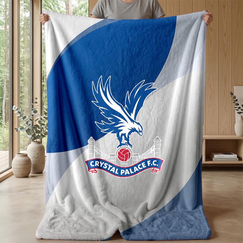 Couverture Flottante en Flanelle Imprimée Football Crystal Palace, Couverture Jetée Douce Chaude Légère pour Canapé Lit Camping