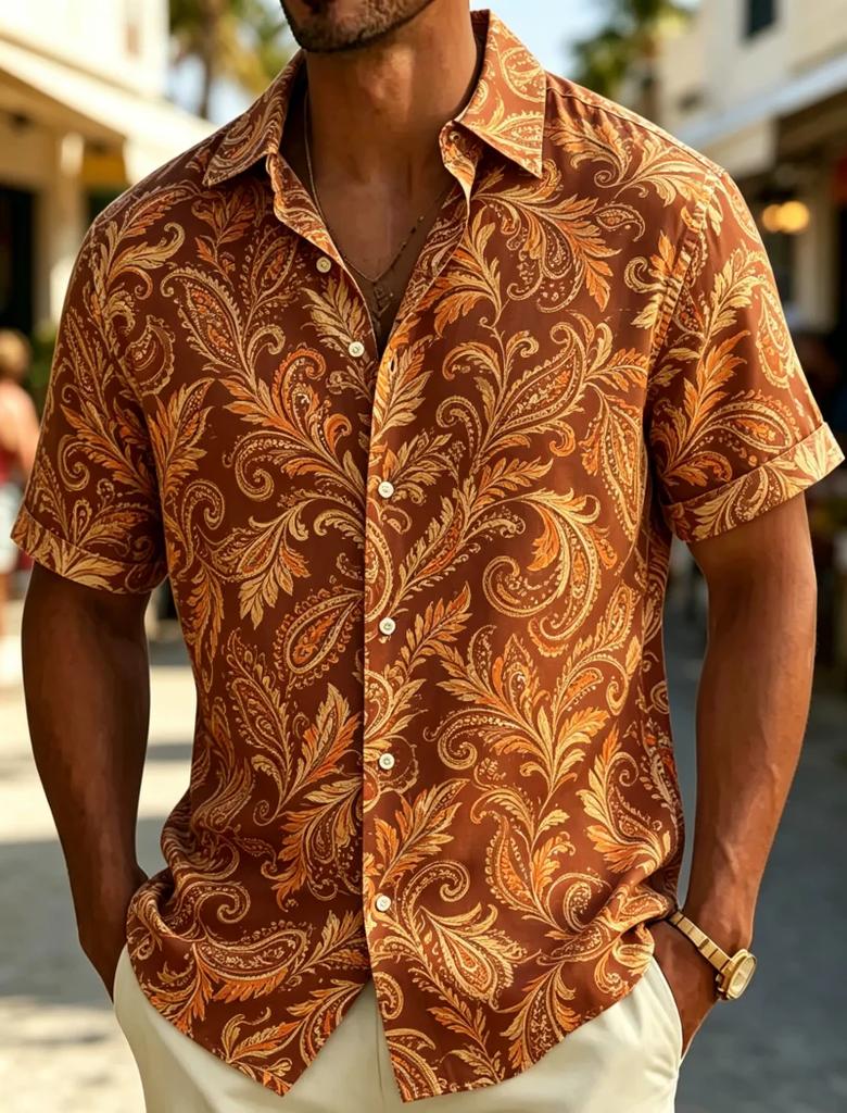 Summer Essential! Paisley Print Short Sleeve Shirt, Stylish Casual Wear
