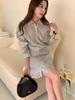 Chic Color-Block Striped Short Dress with Irregular Strap and Waist-Cinching Design