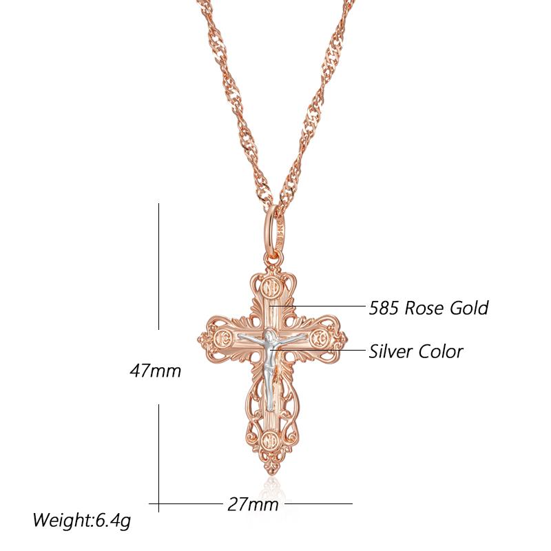 New Orthodox Church Cross Pendant Necklace For Women Men  Rose Gold  Color Mix Charm Daily Fine Ethnic Jewelry