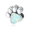 WOSTU 925 Sterling Silver Opal Paw Love Heart Wings Zircon Charms Beads Pendant Fit Original Bracelet Necklace For Women Jewelry