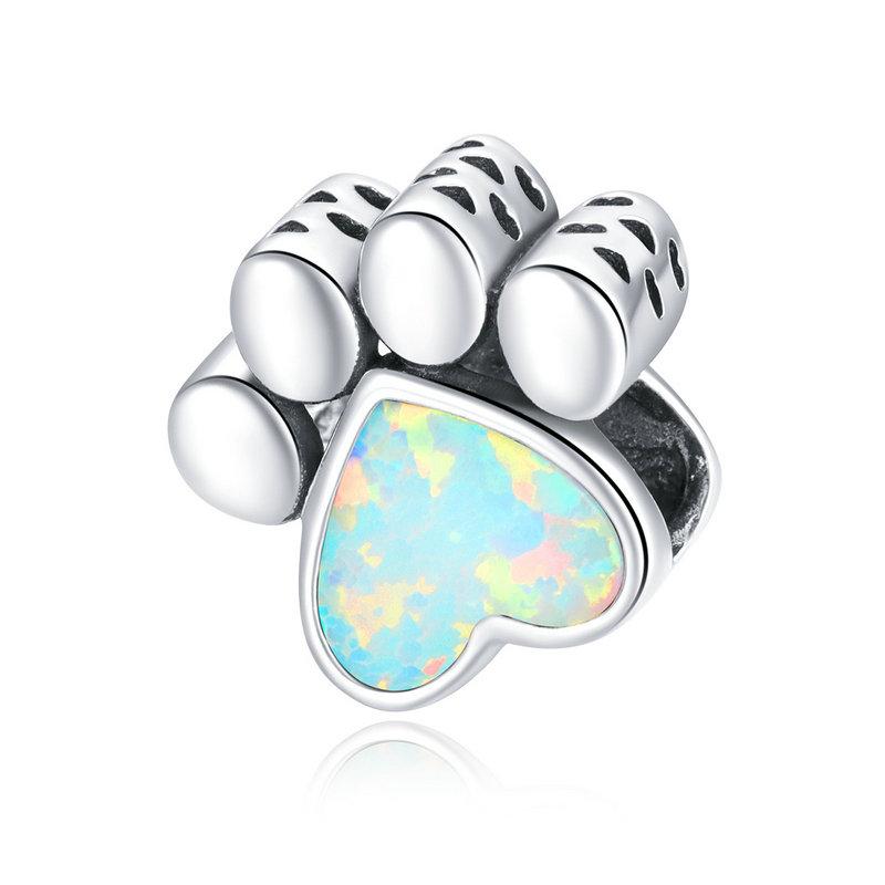WOSTU 925 Sterling Silver Opal Paw Love Heart Wings Zircon Charms Beads Pendant Fit Original Bracelet Necklace For Women Jewelry