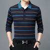 Moda Hombre Nuevo Negocios Camisas Polo Rayadas Coreano Primavera Otoño Casual Manga Larga Solapa Bolsillos Ropa Masculina Algodón Tops 2025