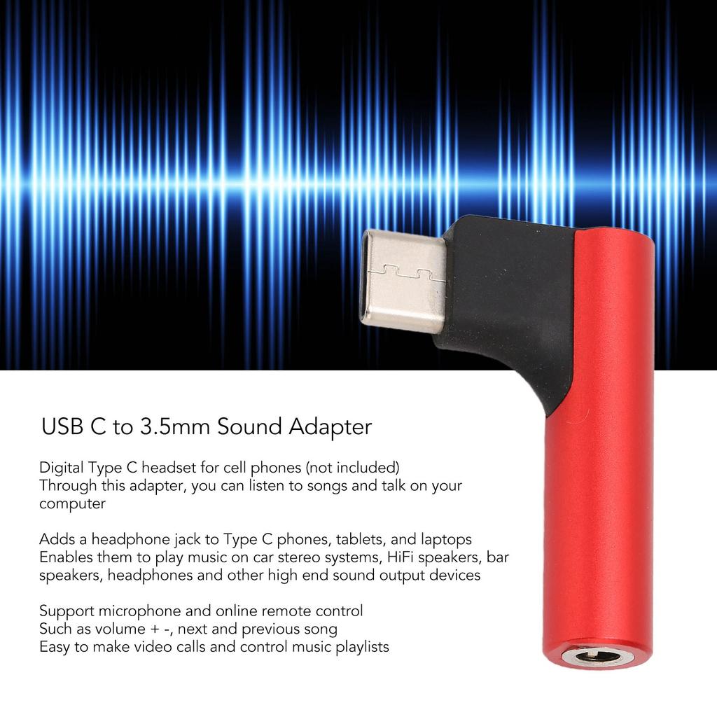 USB C to 3.5mm Sound Headphone   Adapter Type C     Stereo Mic HiFi Right Angle Dongle for Earphone