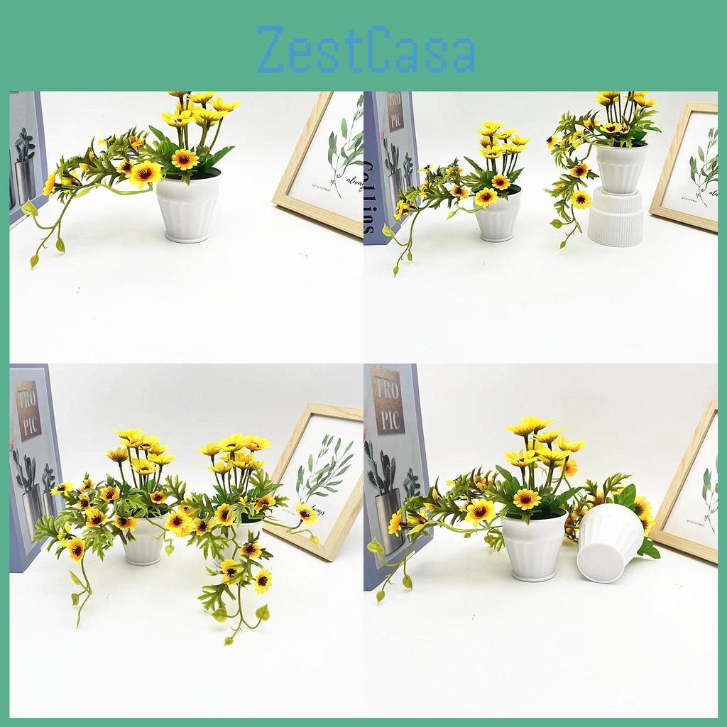 Green Sunflower Faux Plant Round Pot Patio Wedding And Photography Settings Prop