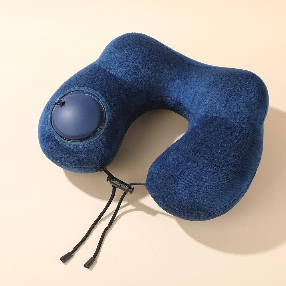 Portable, removable and washable multi-functional neck pillow for airplane travel, inflatable U-shaped neck protection pillow