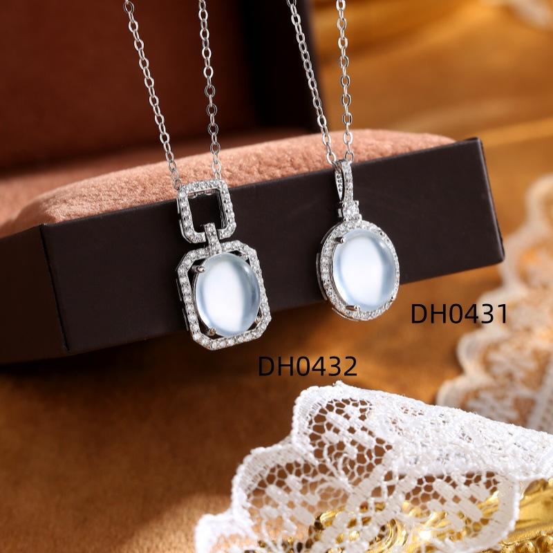 

S925 Sterling Silver Natural Jade Necklace Full Diamond Luxury Transparent Jade Clavicle Chain Fashion Fine Silver Jewelry For Women 925 silver