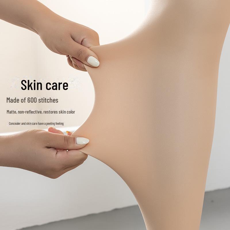 Double-Layer Nude Nude-Look Leggings for Women - Plus Size 160 Lbs, Velvet Thickened, Flesh-Colored, Autumn/Winter.