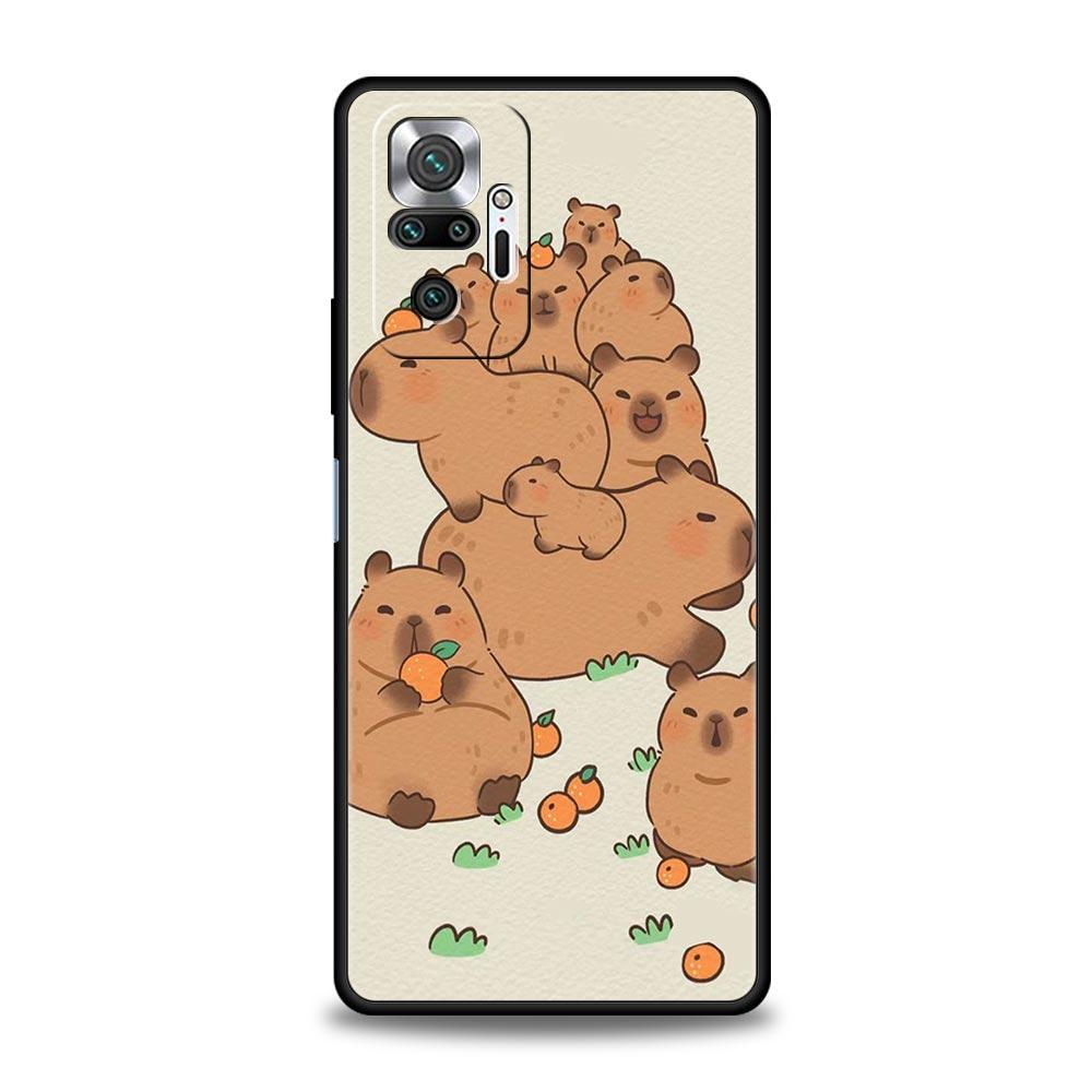 Cartoon Capybara Phone Case For Xiaomi Redmi Note 14 13 5G 10 11 12 Pro Plus 4G 14C 13C 12C 10C Black Cover