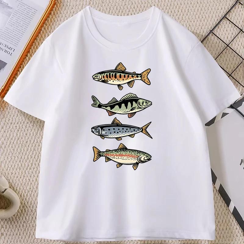 Retro Fisch Freizeit Outdoor Grafik T-Shirt Vintage Angeln Bequemes Oberteil Angler T-Shirt Unisex Kurzarm T-Shirt Trendiges T-Shirt