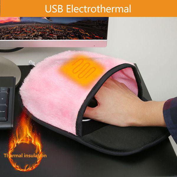 

USB-Powered Cartoon Heating Pad, Pink & Black, PVC + Cloth Material. Other